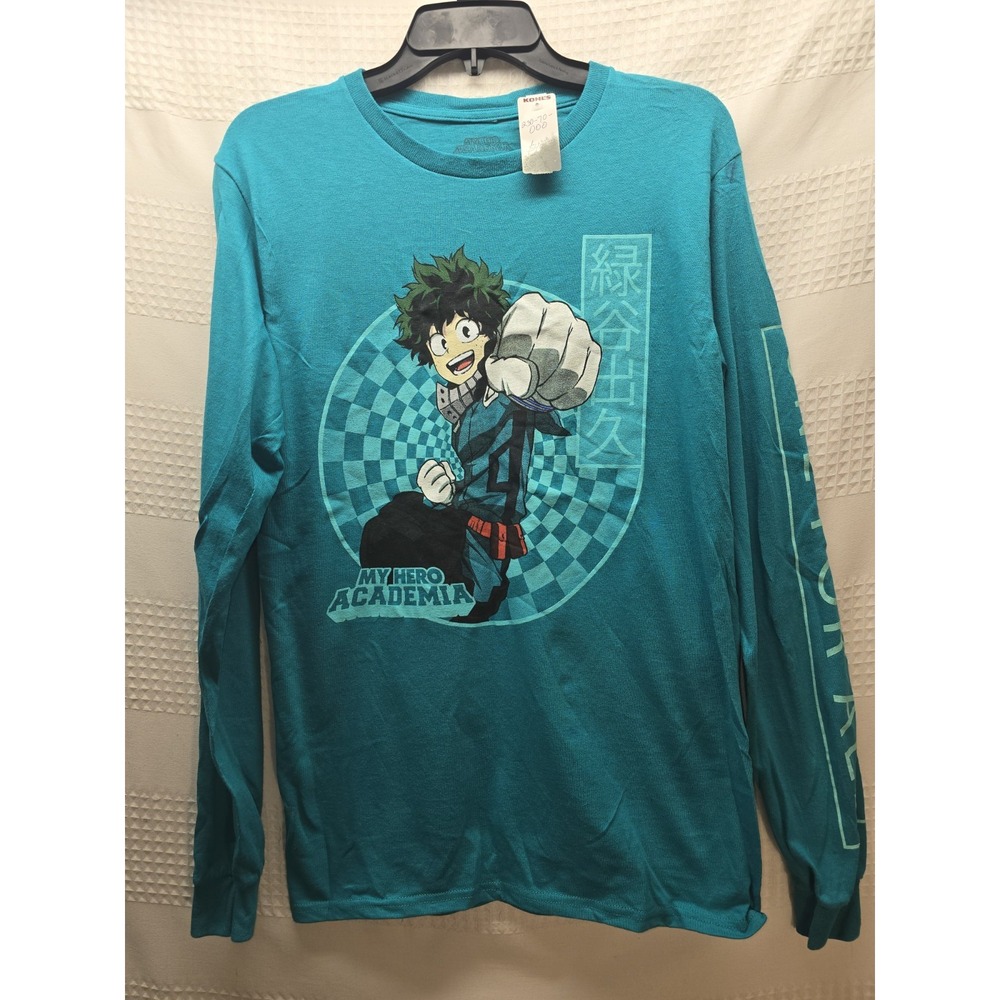 Sunrise Funimation My Hero Academia Men Long Sleeve T-Shirt Teal Small NWT